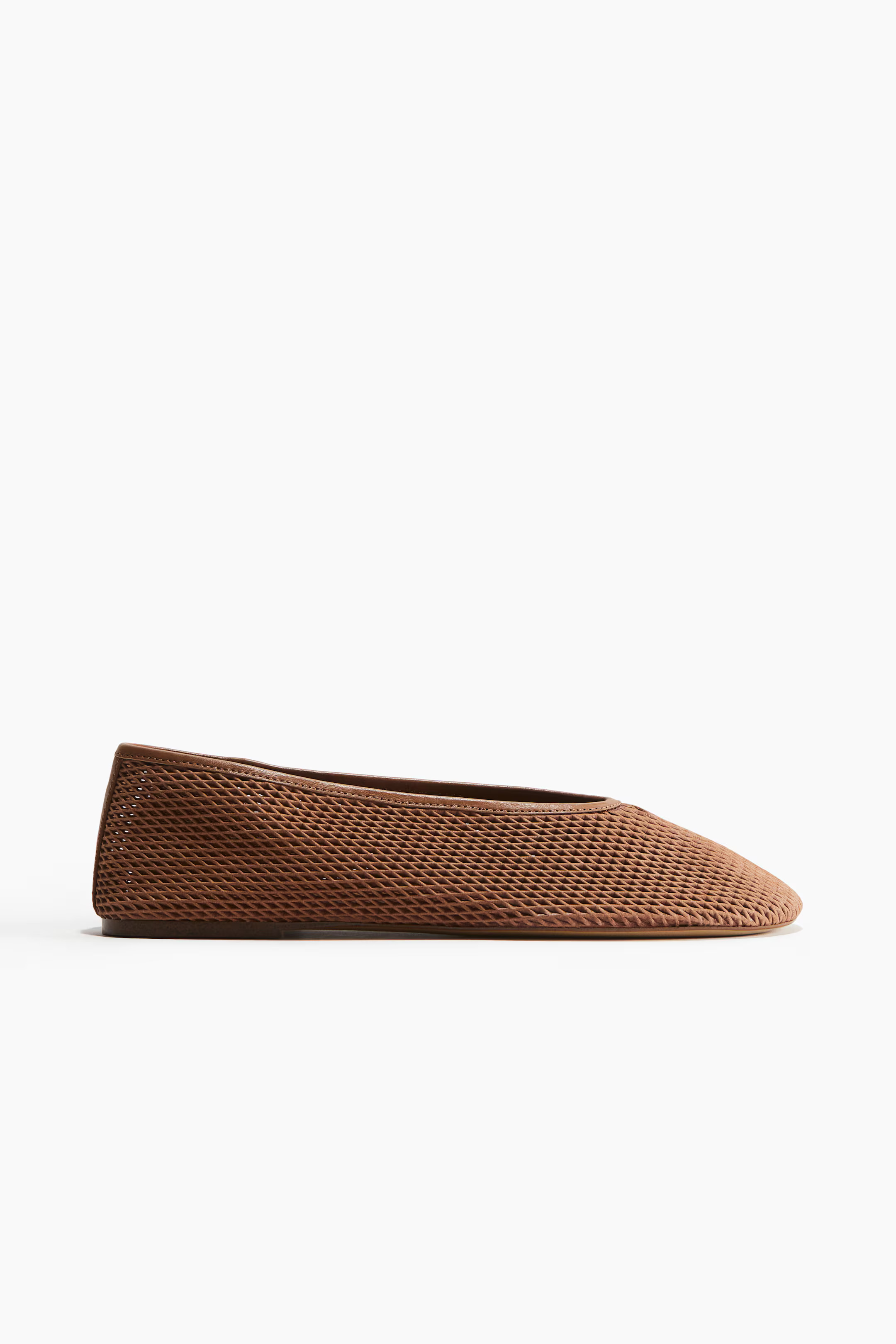 Leather mesh ballet flats - Brown - Ladies | H&M GB | H&M (UK, MY, IN, SG, PH, TW, HK)