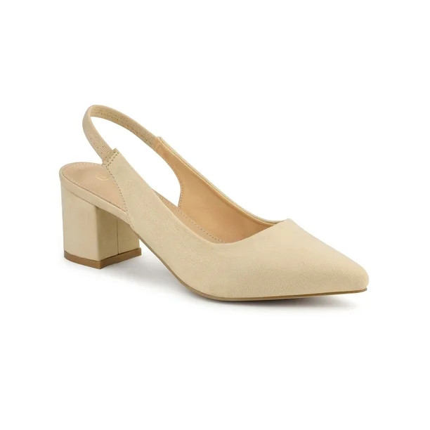 Unique Bargains Women's Pointed Toe Chunky Heels Pumps Slingback Heels | Walmart (US)