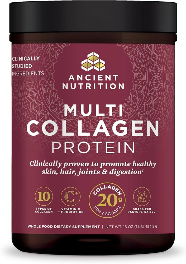 Ancient Nutrition Collagen Powder Protein with Probiotics, Unflavored Multi Collagen Protein with... | Amazon (US)