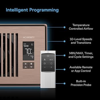 AC Infinity AIRTAP T4 Bronze, Register Booster Fan for 4\u201d x 10\u201d Vents, Thermostat Contr... | Amazon (US)
