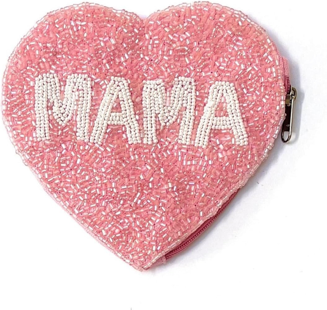 Twine and Love MAMA Coin Purse, Coin Purse Pouch, Beaded Coin Purse, Cute Coin Purse, Beaded Purs... | Amazon (US)