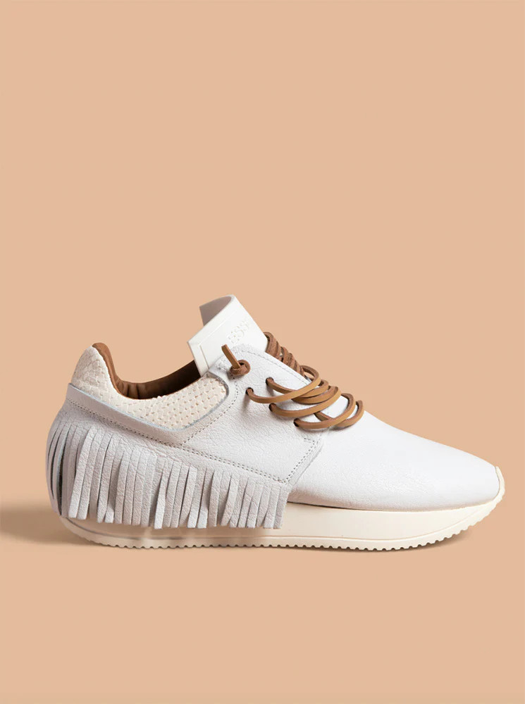 Esseutesse Leather Fringe Sneaker - White | SculptHouse