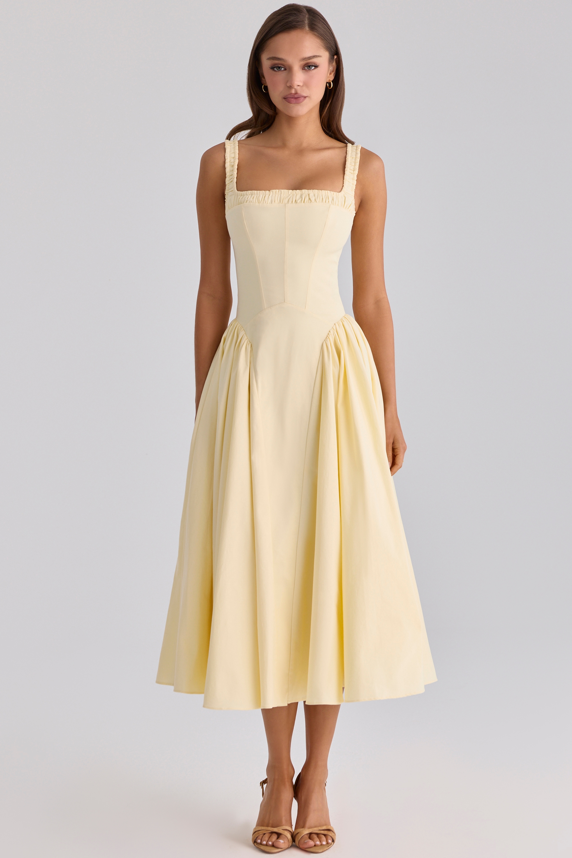 lemon cotton midi sundress | House of CB