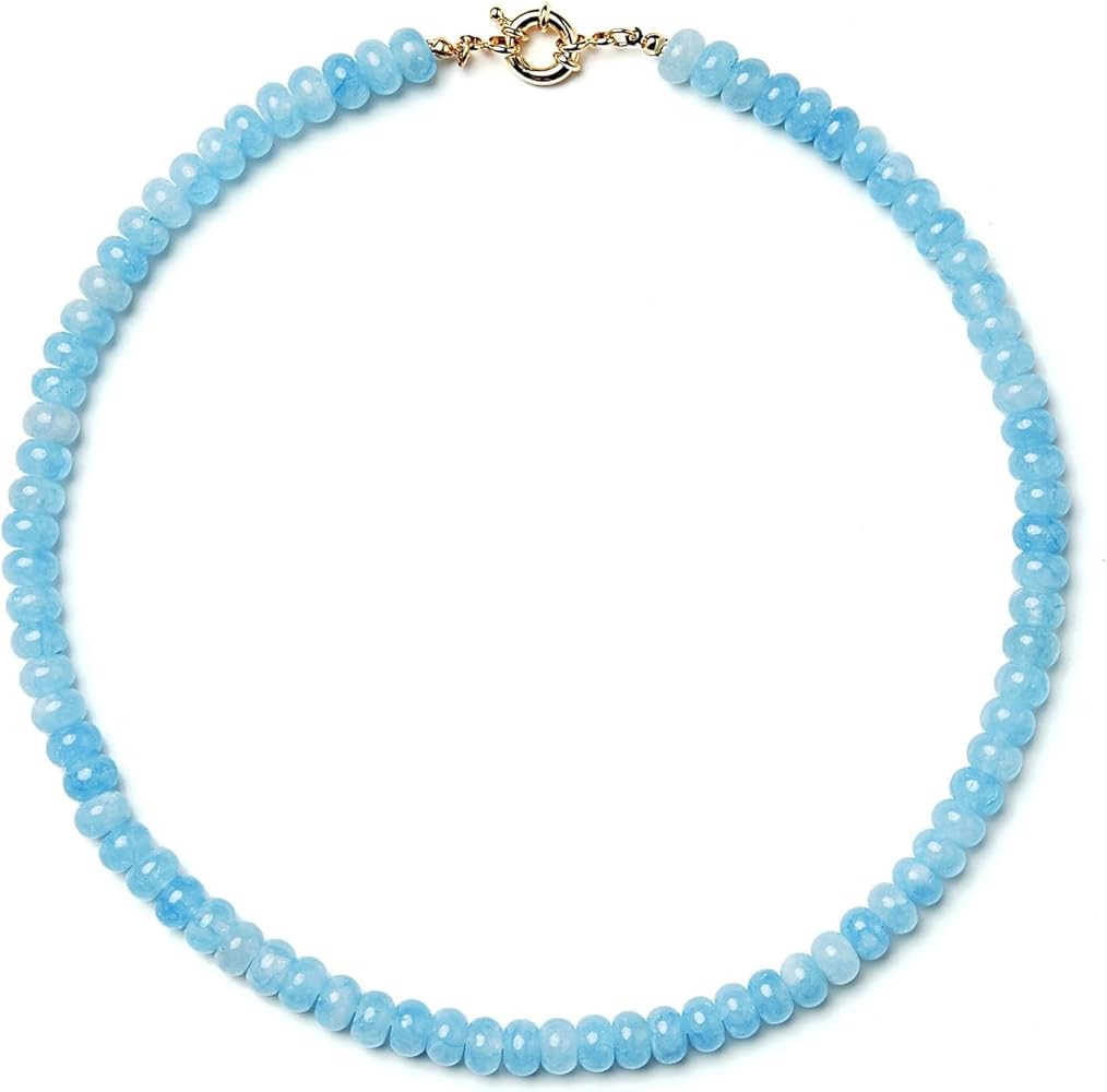 Zissunbeam Bead Gemstone Choker Necklace for Women,Colorful Natural Stone Beaded Statement Boho B... | Amazon (US)
