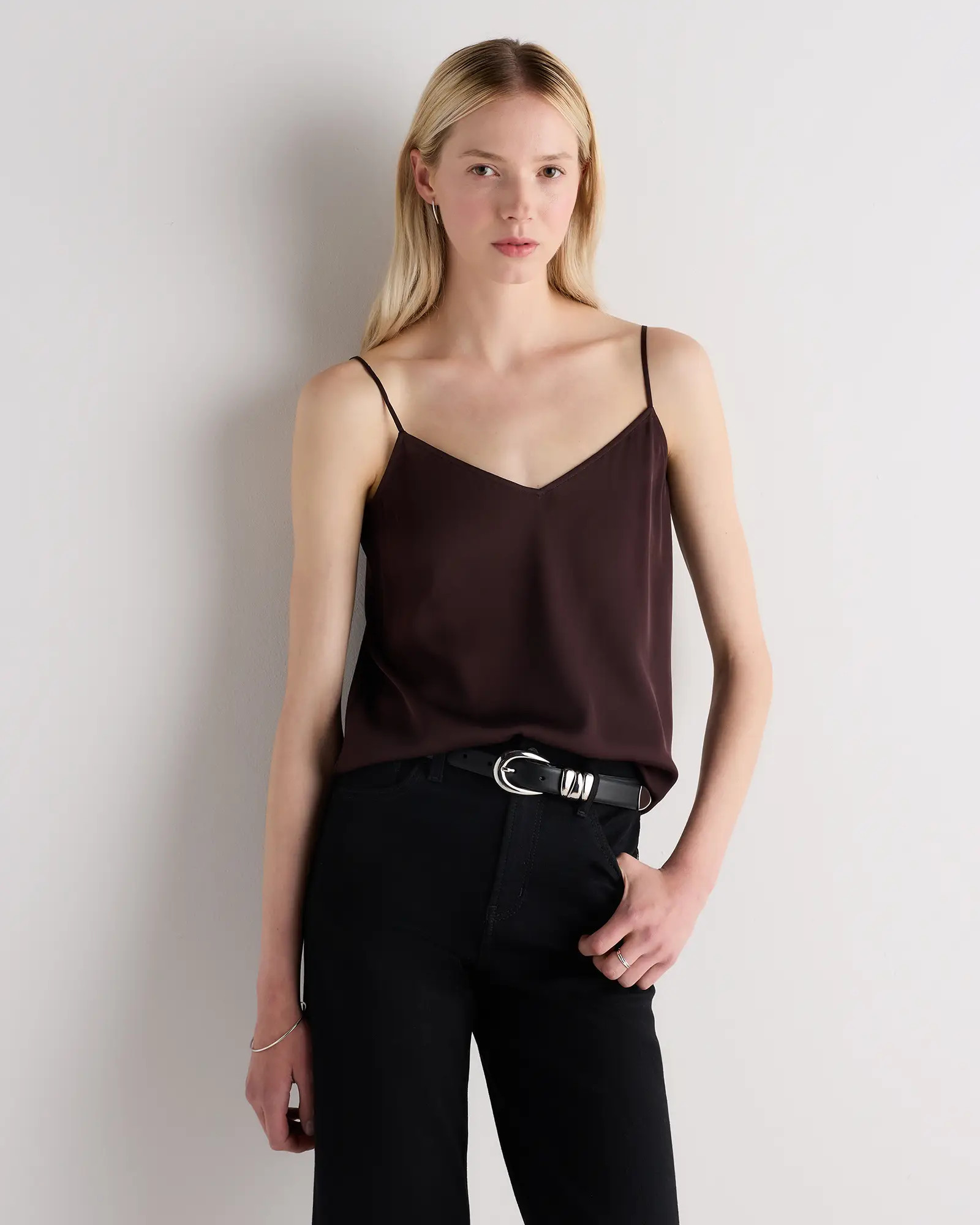 Washable Stretch Silk V-Neck Cami | Quince
