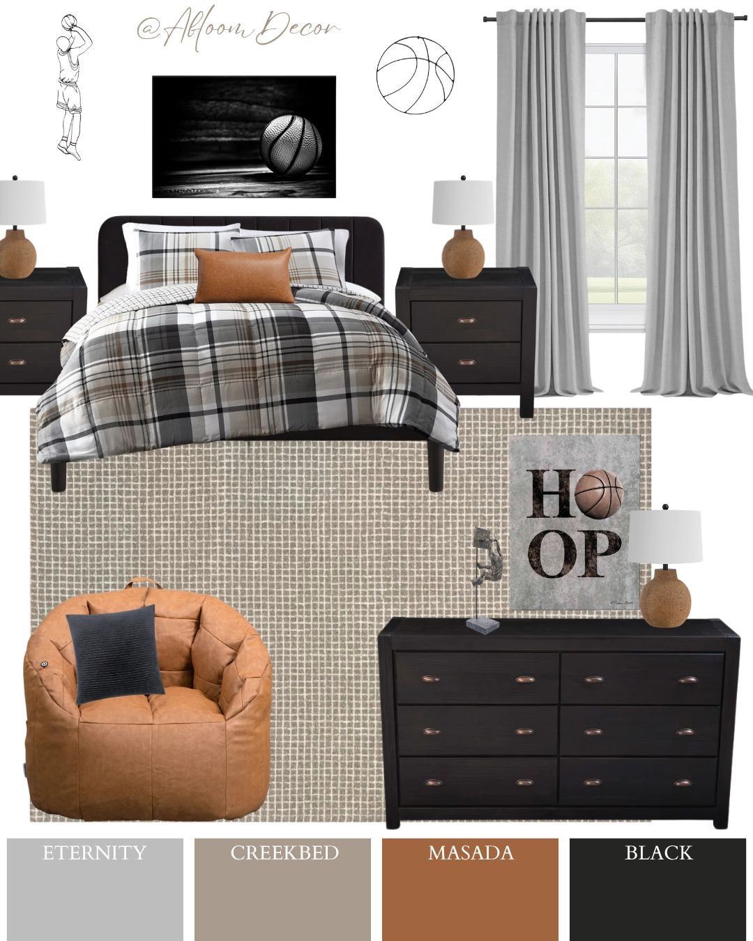 The plaid bedding and soft neutrals in this design give off a relaxed, timeless vibe with just enough basketball-themed decor to make it feel personal and fun for a teen boy.

#LTKKids #LTKHome