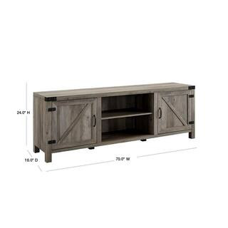 70 in. Gray Wash Composite TV Stand 75 in. with Doors | The Home Depot