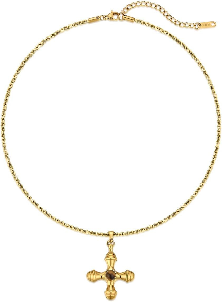 NUZON Sunburst Heart / 2-Tone Interlocking/CZ Evil Eye/Single Pearl/Love Heart Pendant Necklace for Women 14K Gold Chain Necklace Chunky Statement Jewelry | Amazon (US)