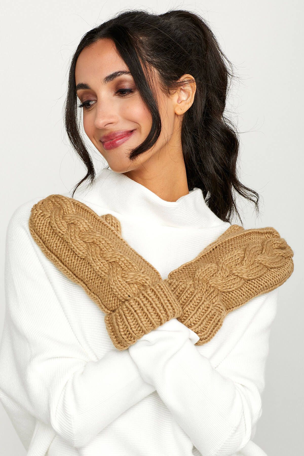 Panache Cable Solid Mittens | Social Threads