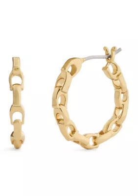 COACH Signature C Chain Hoop Earrings, Gold | Belk