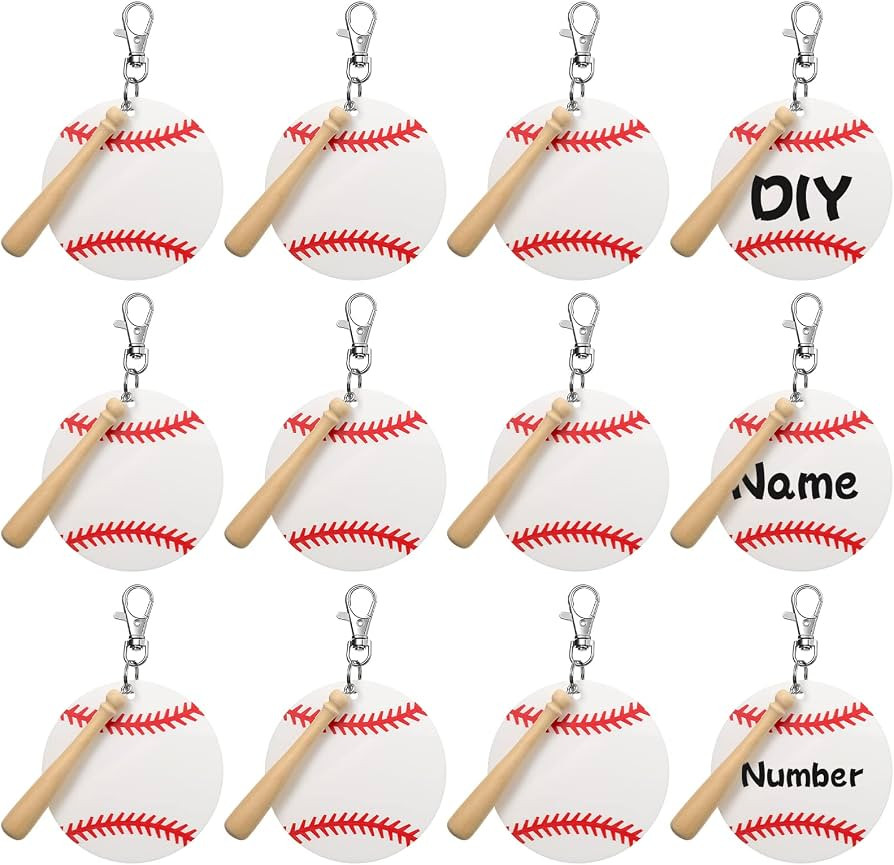 36 Pcs Basketball Baseball Softball Tennis Acrylic Keychain Blank Kit 12 Acrylic Keyring 12 Swive... | Amazon (US)