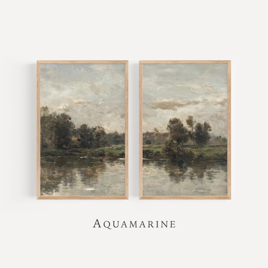 Landscape Set of 2 Prints, Vintage Landscape Printable Wall Art, French Wall Art, Living Room Wal... | Etsy (US)