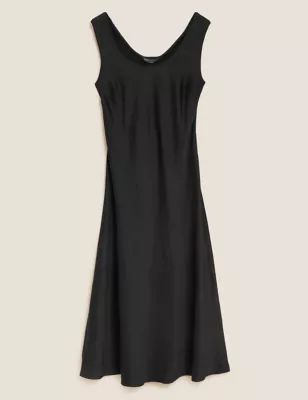 Satin Round Neck Midi Slip Dress | Marks & Spencer (UK)