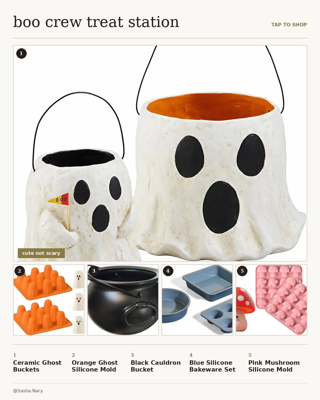 Set up the ultimate Boo Crew Treat Station with these cute, not scary Halloween baking and candy display finds! Featuring adorable ceramic ghost buckets, orange ghost silicone molds, a classic black cauldron, blue silicone bakeware, and pink mushroom treat molds, these essentials are perfect for festive fall baking, party hosting, and trick-or-treat snack setups. Tap the image to shop these cute Halloween kitchen items!

Disclaimer: This post contains affiliate links. If you make a purchase through these links, I may earn a small commission at no extra cost to you. 

 #LTKHome