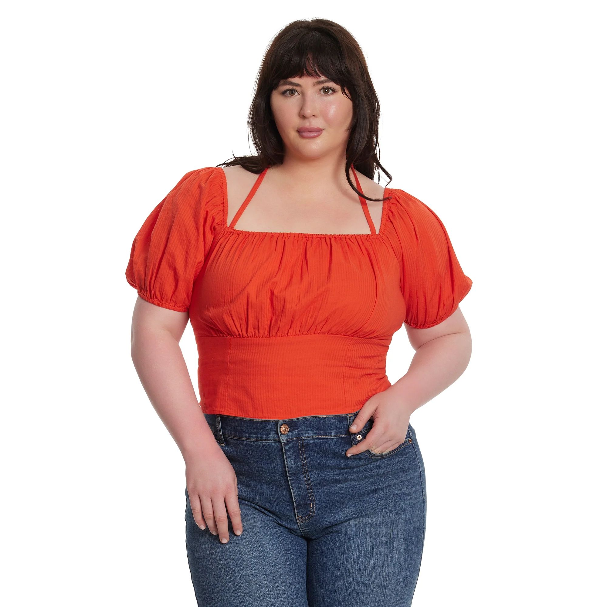 Jessica Simpson Women's Plus Size Doria Halter Tie Top | Walmart (US)