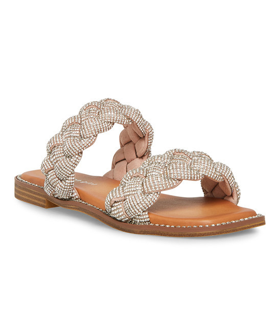 Madden Girl Women's Sandals Silver - Silver Rhinestone Braided-Detail Park Slide - Women | Zulily