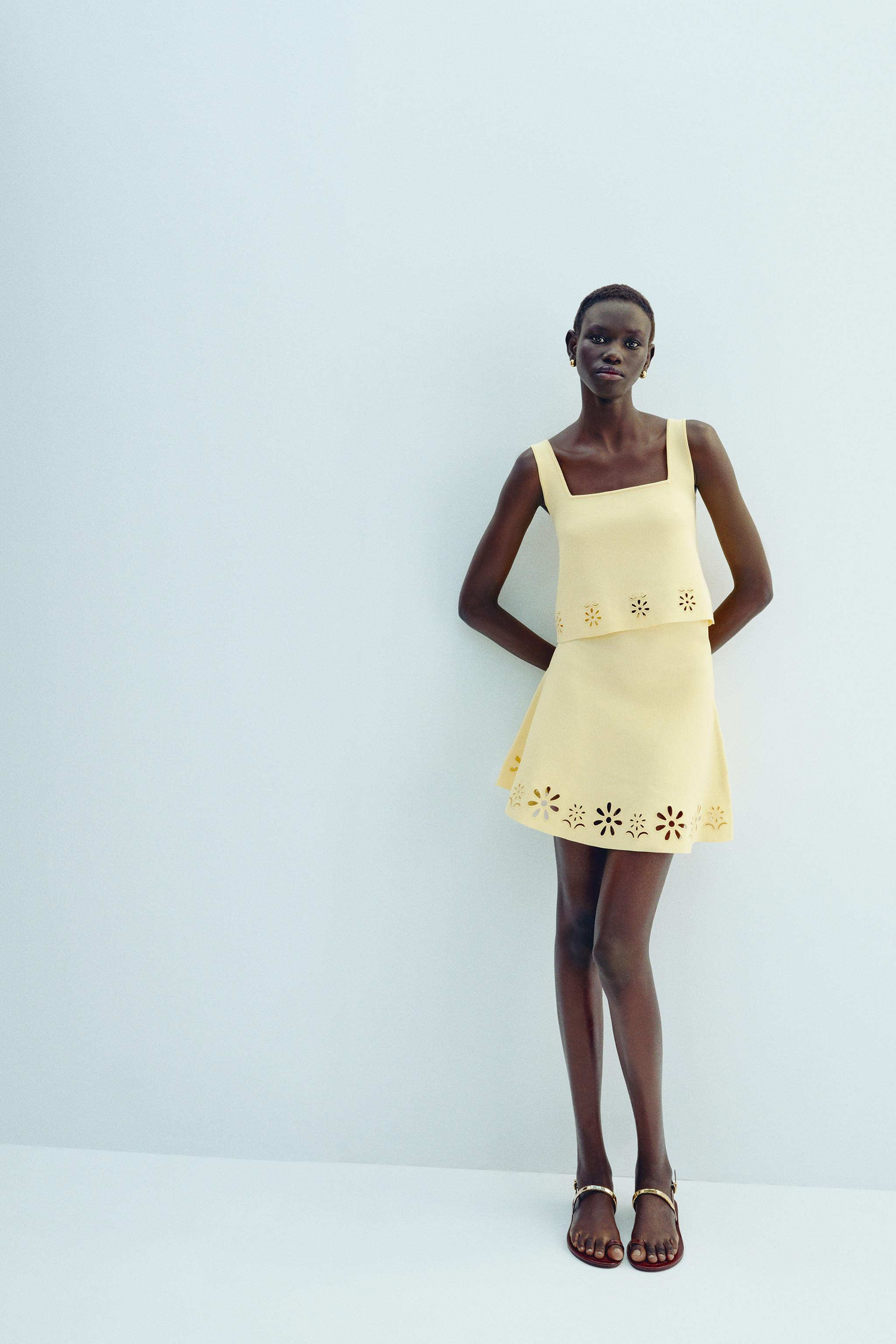 EMBROIDERED EYELET KNIT TOP | Zara US