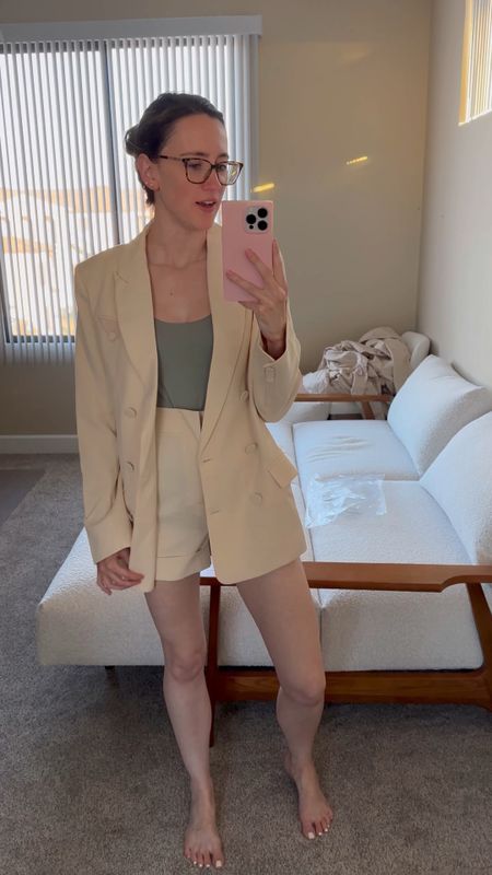 Just got this amazing linen blazer & shorts set in the mail from Revolve! So cute for summer right?! I need to order a bigger size in the shorts for sure 😅 these are a 2 and the 4 is sold out so I’m going to try the 6 and see how it goes. What do you think of this set? Keep or return? 

#LTKSeasonal #LTKStyleTip #LTKVideo