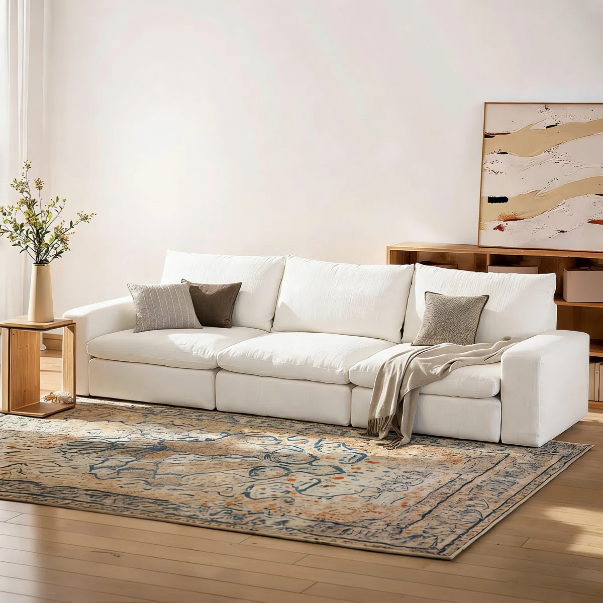 110.2" Modular Sectional Sofa, 3 Seater Comfy Cloud Couch, Oversized Upholstered Sofa, White | Wayfair North America