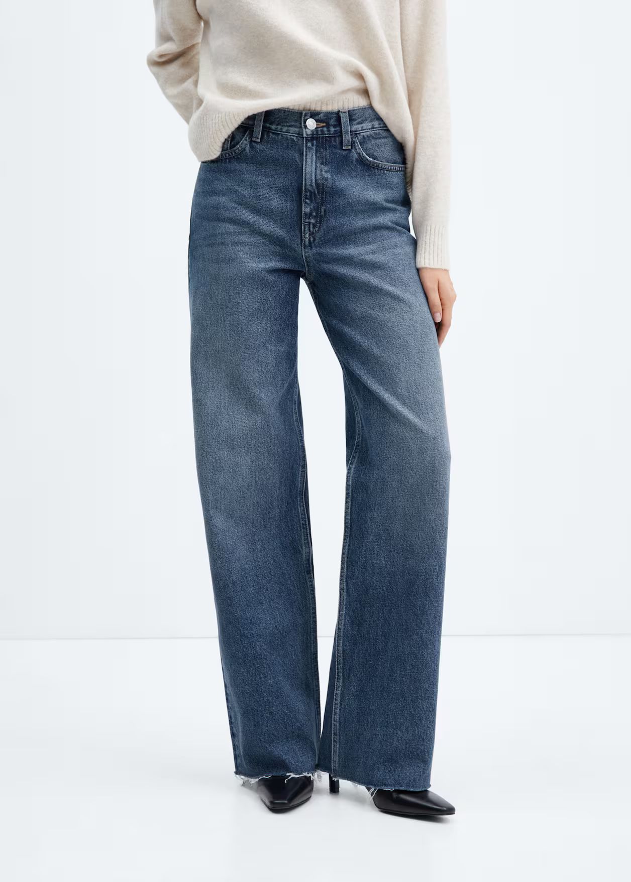 Wideleg mid-rise jeans | MANGO (US)