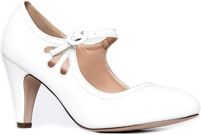 J. Adams Pixie Heels for Women - Retro Mary Jane Pumps with Teardrop Cutout | Amazon (US)