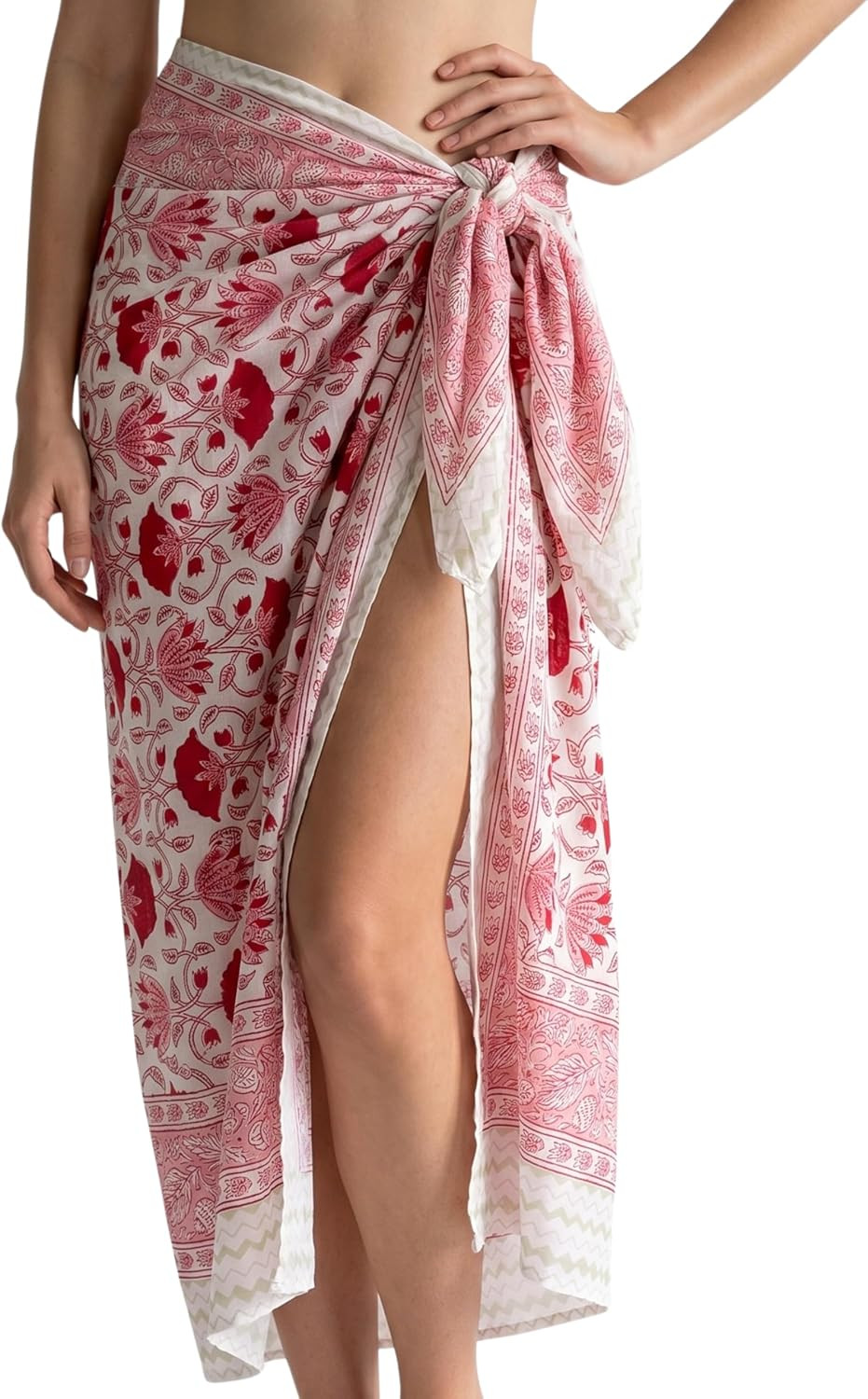 100% Cotton Beach Cover Ups, Hand Block Printed Sarong Wraps for Women | Amazon (US)