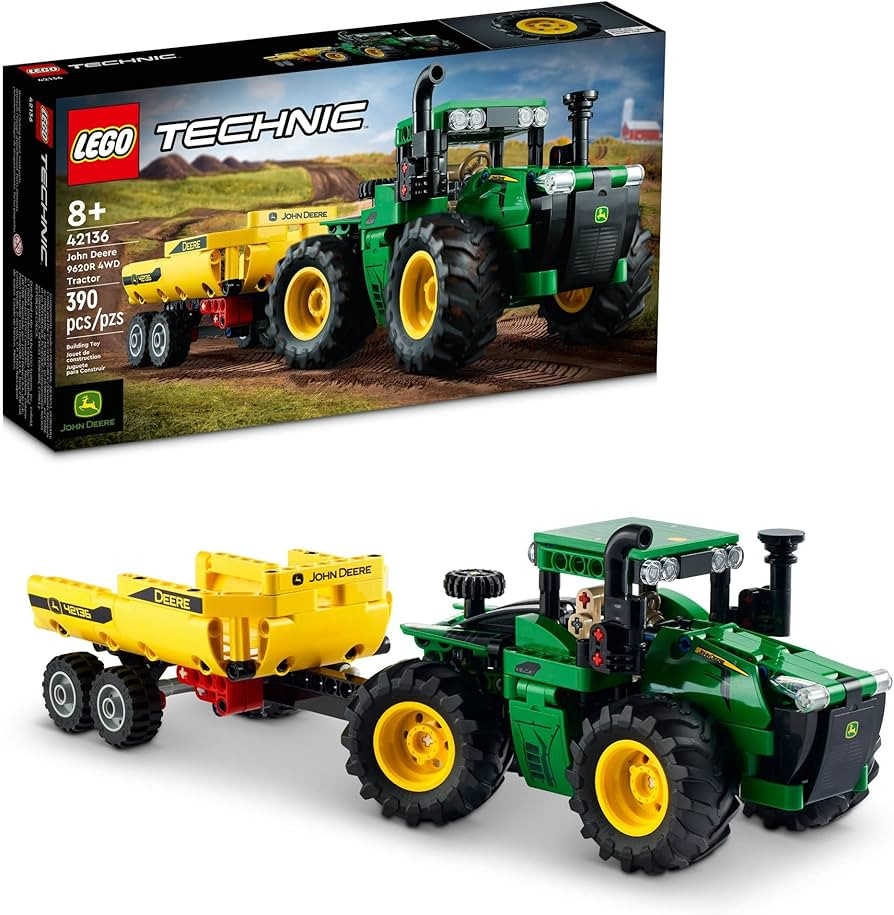 LEGO Technic John Deere 9620R 4WD Tractor Toy 42136 Building Toy - Collectible Model with Trailer... | Amazon (US)