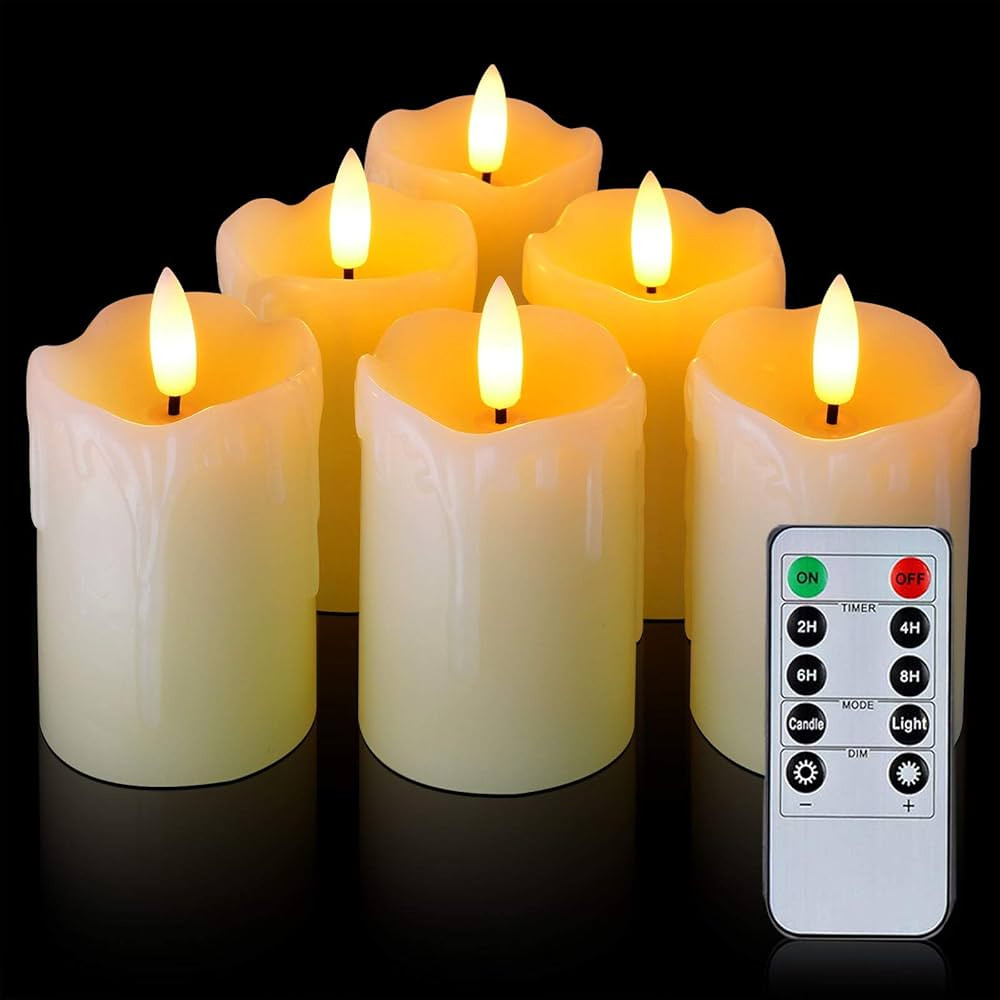 Homemory Flameless Votive Candles with Timer Remote,2" x 3" Real Wax, Realistic Black Wick Batter... | Amazon (US)