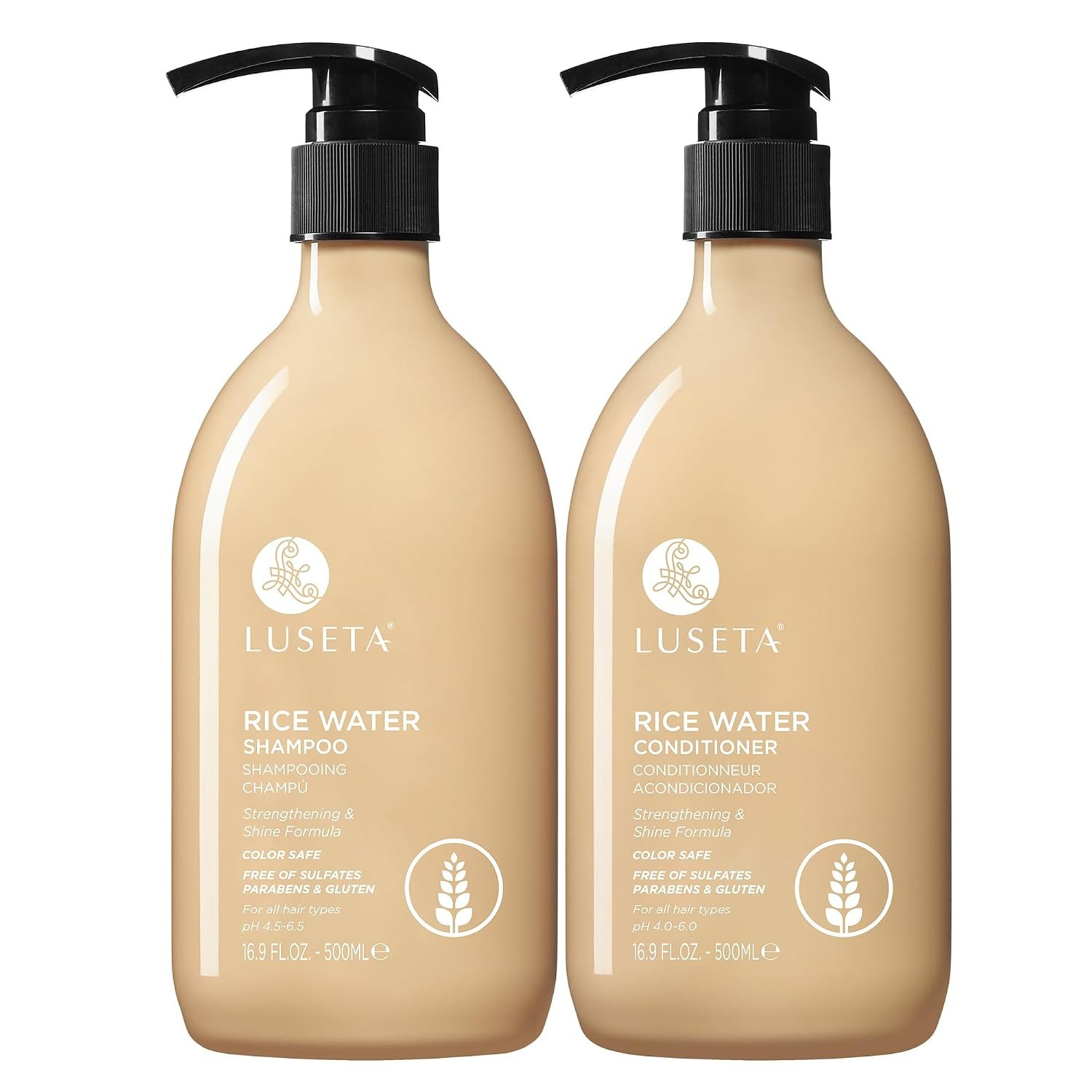 LUSETA Rice Water Shampoo and Conditioner Set with Bitoin Strengthening | Amazon (US)