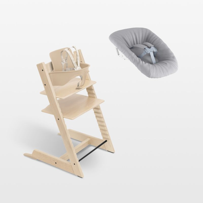 Stokke ® Tripp Trapp ® Natural Wood Baby High Chair and Newborn Set Bundle | Crate & Barrel