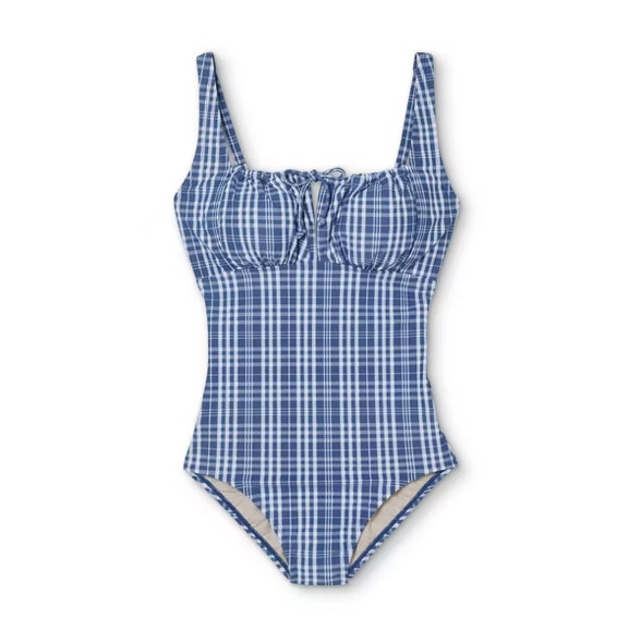 Women's Tunnel High Coverage One Piece Swimsuit - Kona Sol™ Blue Check | Target
