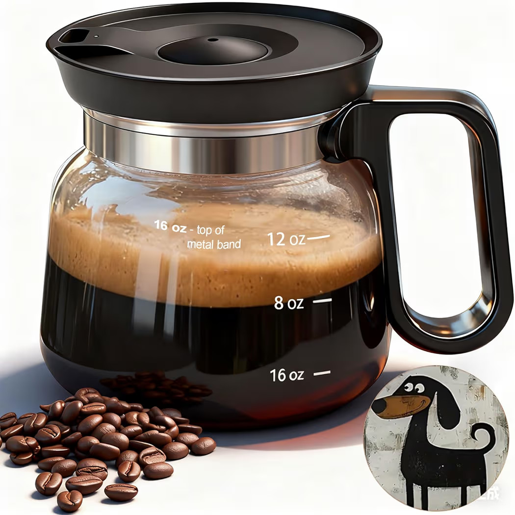 Coffee Pot Mug with Lid - 16oz Novelty Glass Cup That Looks Like a Mini Coffee Pot - Funny & Stra... | Amazon (US)