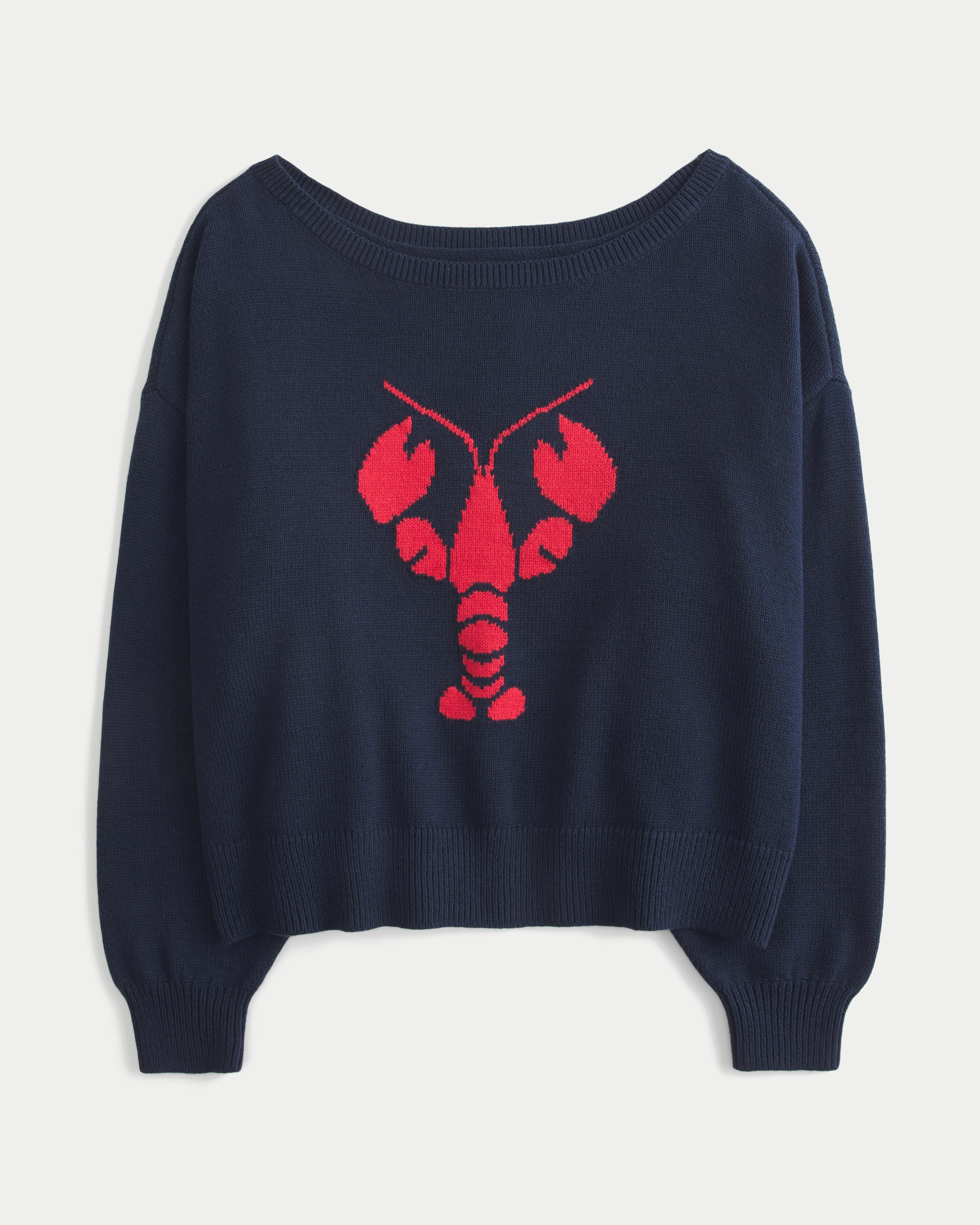 Easy Off-the-Shoulder Lobster Graphic Sweater | Hollister (US)
