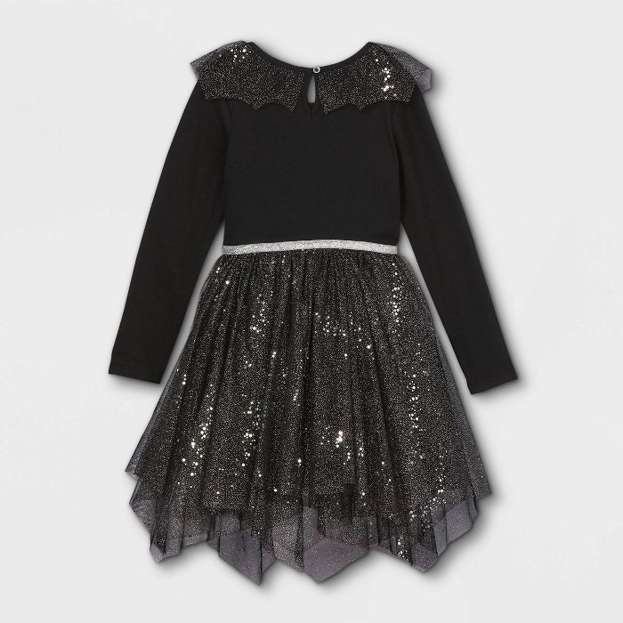 Girls' Knit Long Sleeve Tulle Dress - Cat & Jack™ Black | Target