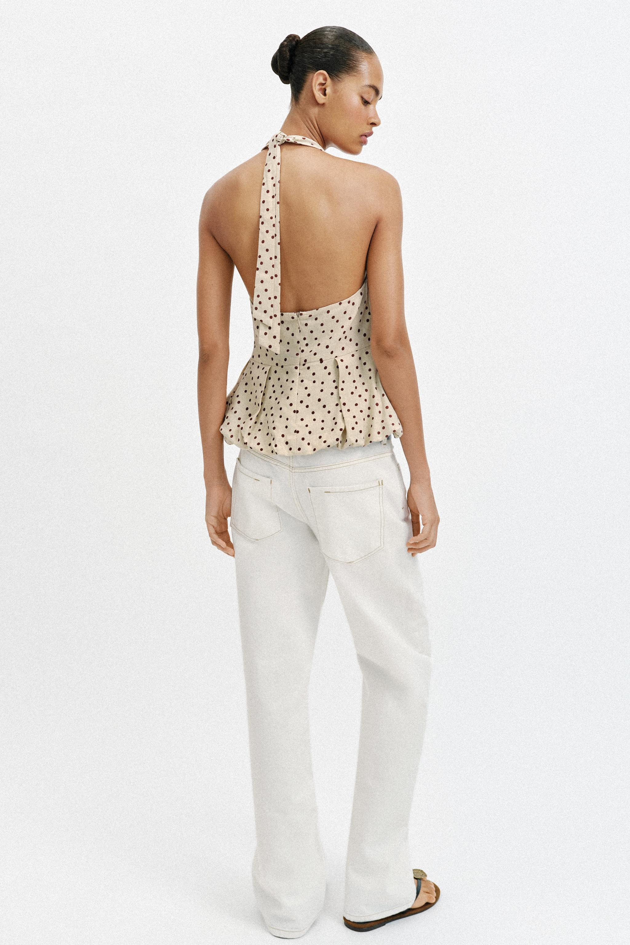 TOP \u00c0 POIS ET LIN EFFET BALLON | Zara FR