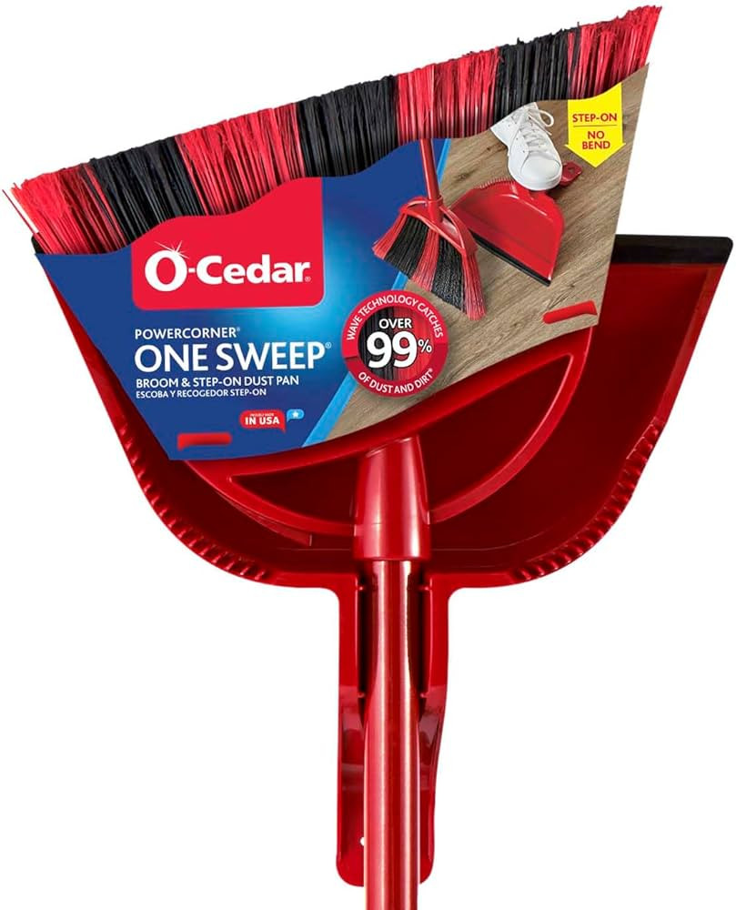 O-Cedar One Sweep Broom with Step-On Dustpan | Remove 99% with One Sweep | Lightweight Quiet Clea... | Amazon (US)