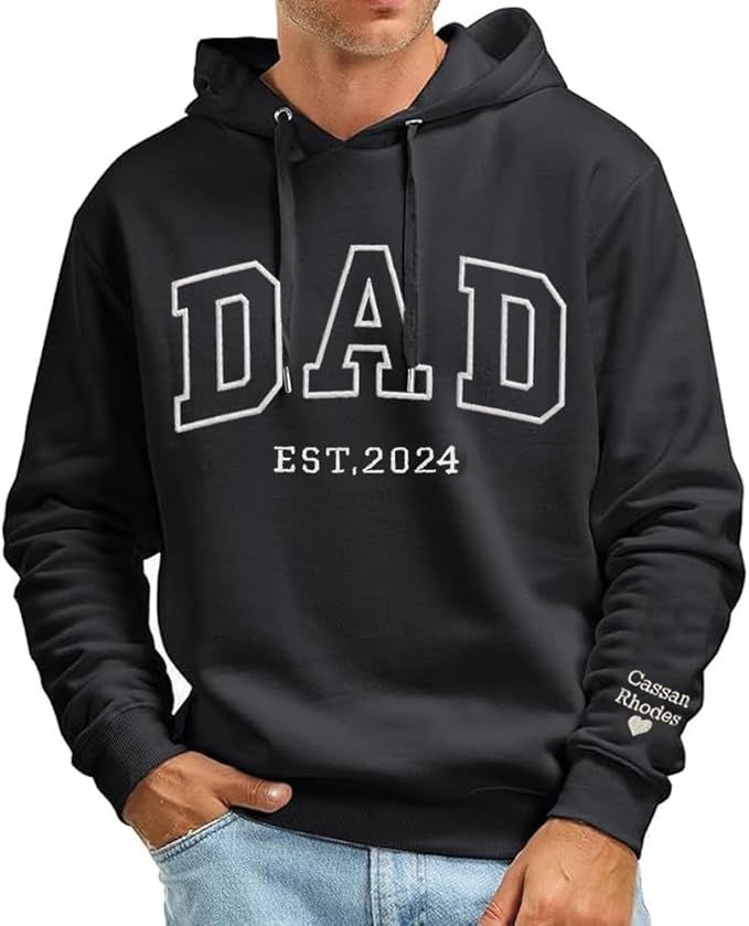 GODMERCH Personalized Embroidered Dad Hoodie with Kid Names Gifts for Dad Fathers Day | Amazon (US)