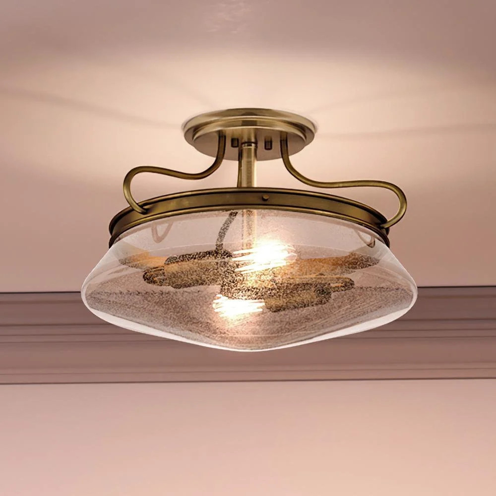 UQL4162 Craftsman Ceiling 11''H x 14''W, Rustic Brass Finish, Bourne Collection | Urban Ambiance, Inc.