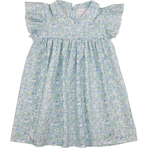 Blue And Green Floral Knit Dress - Shipping Late March | Cecil and Lou