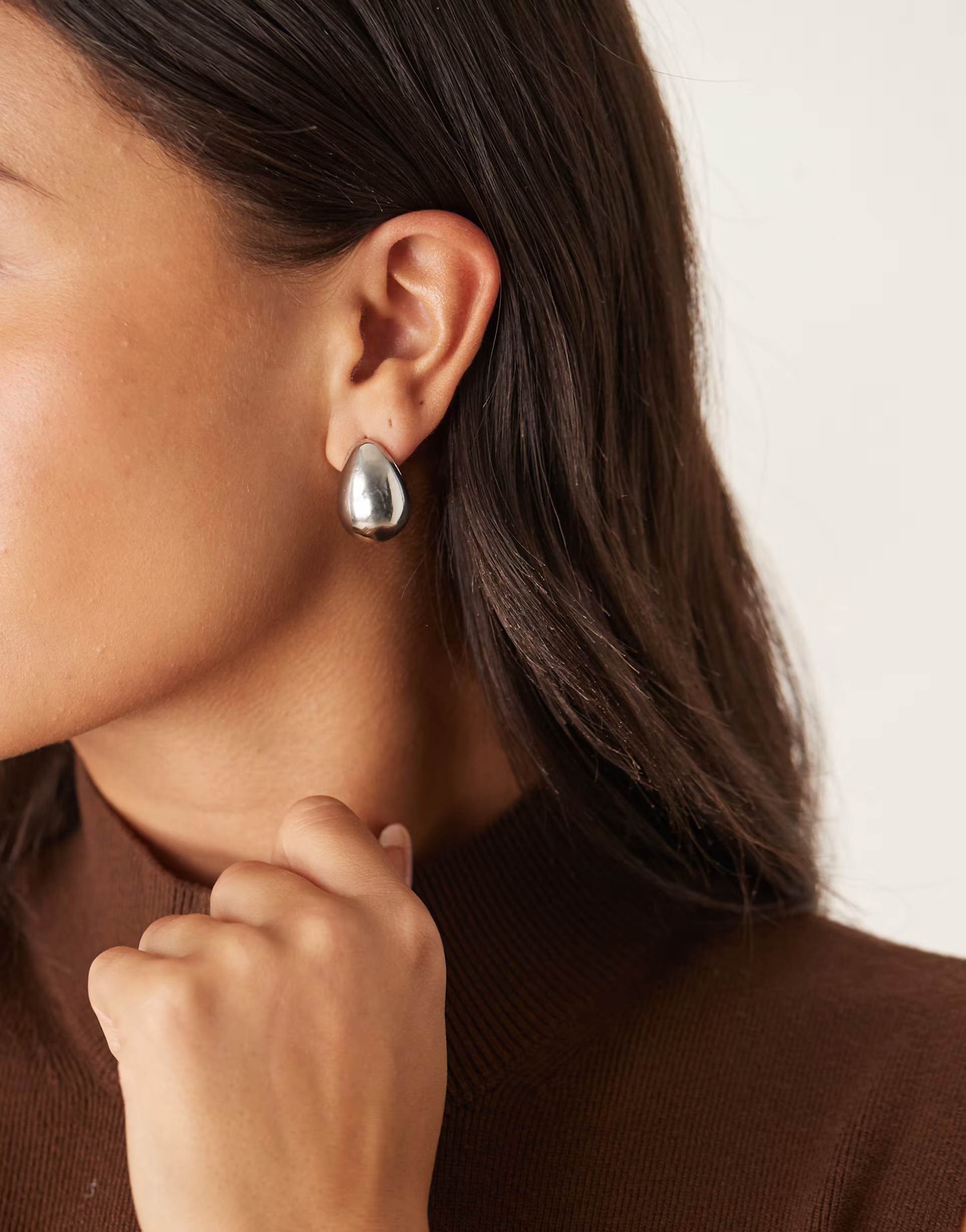 DesignB London chunky tear drop earrings in silver | ASOS (Global)