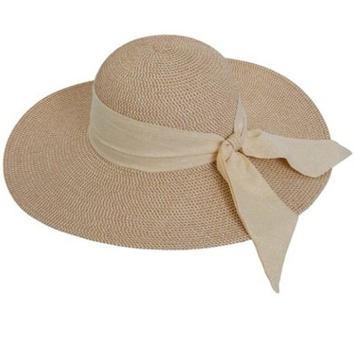 Max Studio Straw Linen Bow Floppy Natural | Target