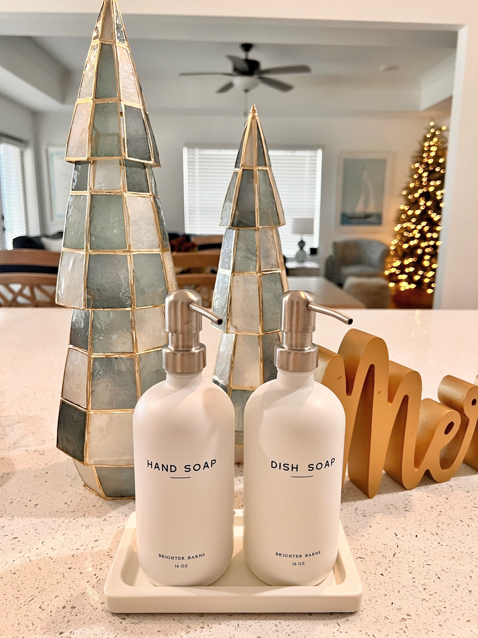 Beach house decor for the holidays 🌴 Loving these soap dispensers from Amazon and the gorgeous Seaside Capiz Decorative Trees from Frontgate

#LTKHome #LTKHoliday #LTKSeasonal