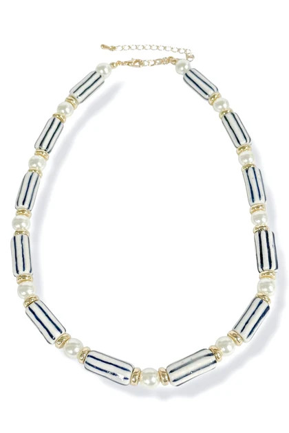 Welcome To Come Blue Beaded Necklace | The Willow Tree