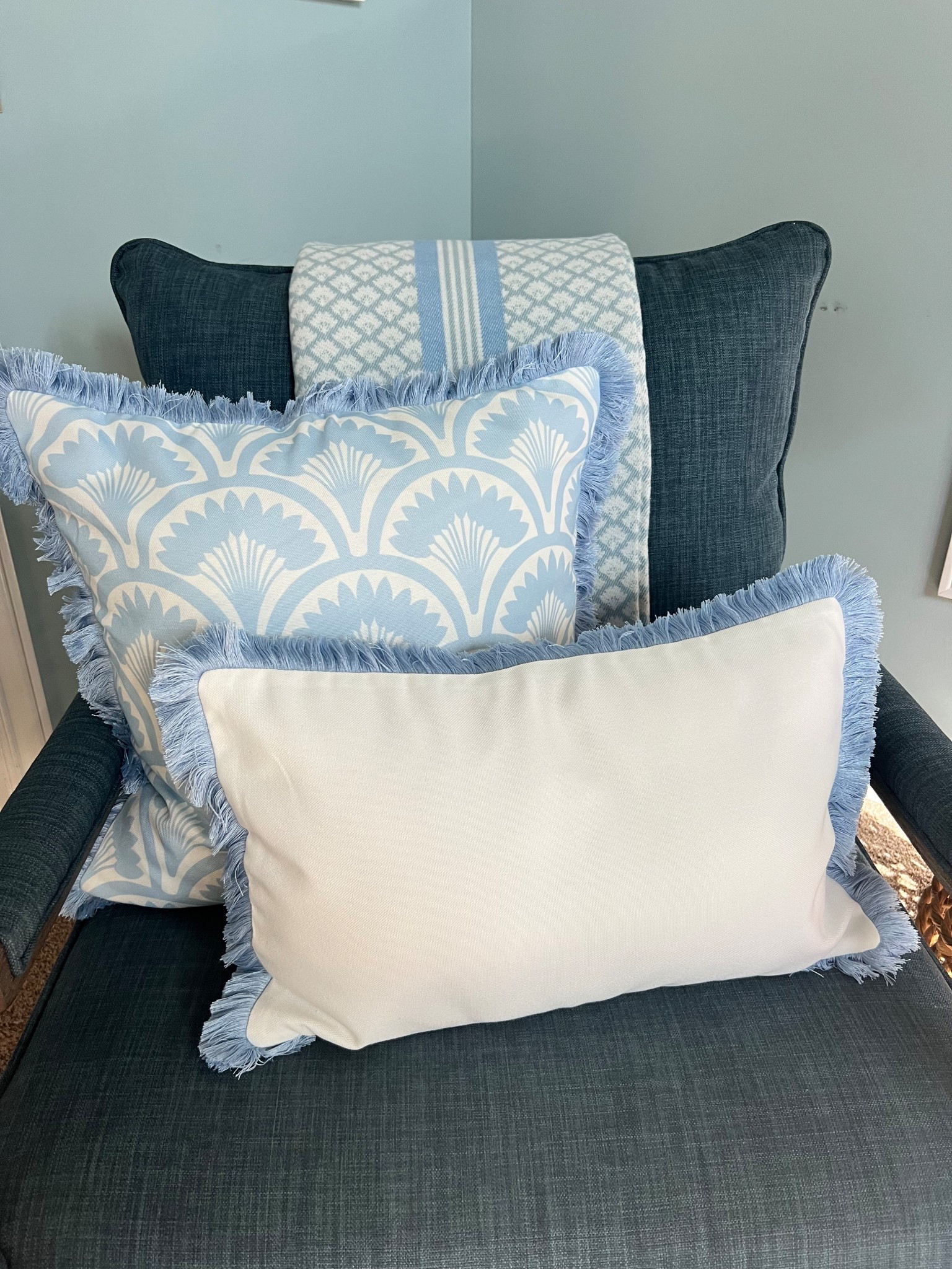 Just me, my favorite throw blanket, and a pile of pillows for backup! You'll surely love these bunch for some cozy touch ups.

cozy vibes, living room furniture, throw blanket, blue and white, home styling, bedroom must have, comfy pillows, beach house inspo

#LTKFindsUnder50 #LTKSeasonal #LTKHome