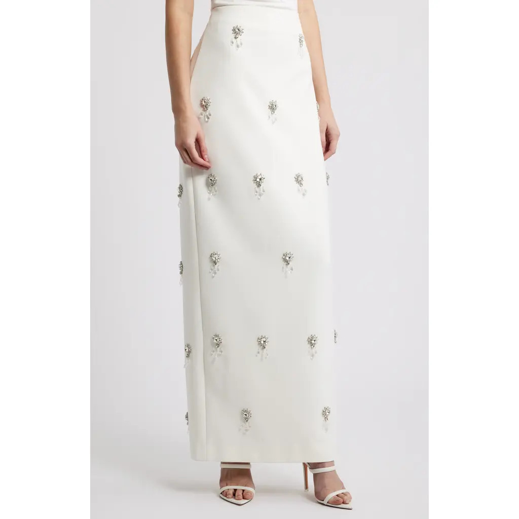 Odd Muse The Ultimate Muse Crystal Maxi Skirt in White at Nordstrom, Size X-Large | Nordstrom