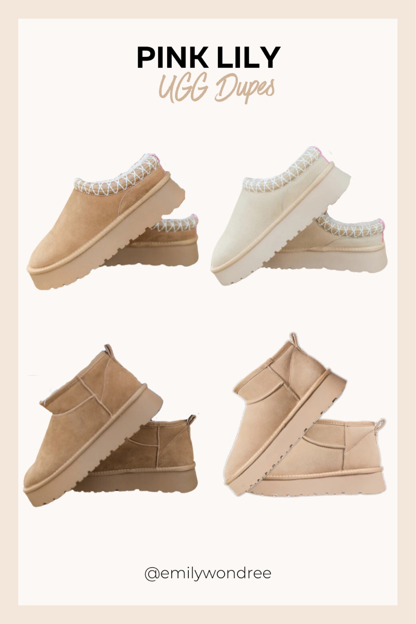 The cutest UGG dupes! 
#UGGDupes #PinkLilyBoutique #FallFashion #AffordableStyle #AutumnVibes #ComfyChic #TrendyFootwear #FallEssentials

#LTKStyleTip #LTKFallSale #LTKSeasonal