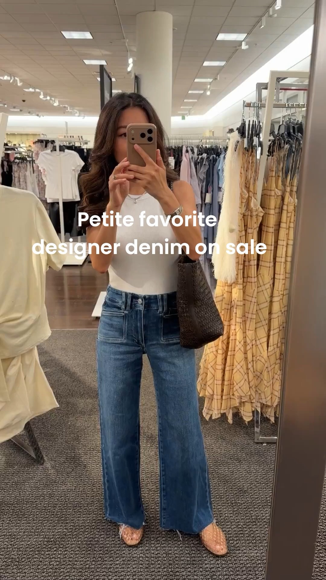 • Paige Anessa pocket crop jeans sz 24. my wash is old, crop has a 27” inseam . TTS. also comes in full length sizing (linked under similar)
• Madewell tank xxs
• Dolce Vita jelly flats 5, size down if between sizes
• Madewell tote

#LTKPetite #LTKSaleAlert