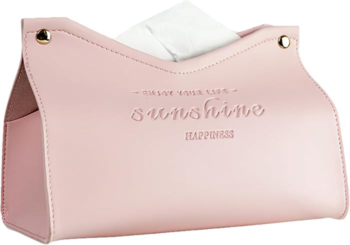 PU Leather Tissue Box Cover Rectangle Car Living Room Bedroom Kitchen Home Office Desktop Cute Ti... | Amazon (US)