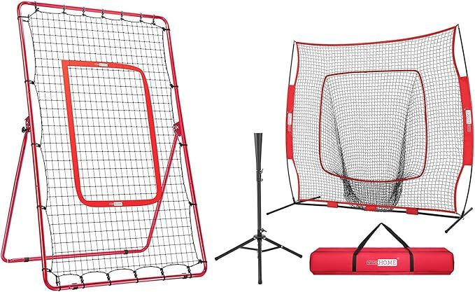 VIVOHOME Pitchback Baseball Rebounder, Softball Lacrosse Pitch Return Trainer Rebound Net with 7 ... | Amazon (US)