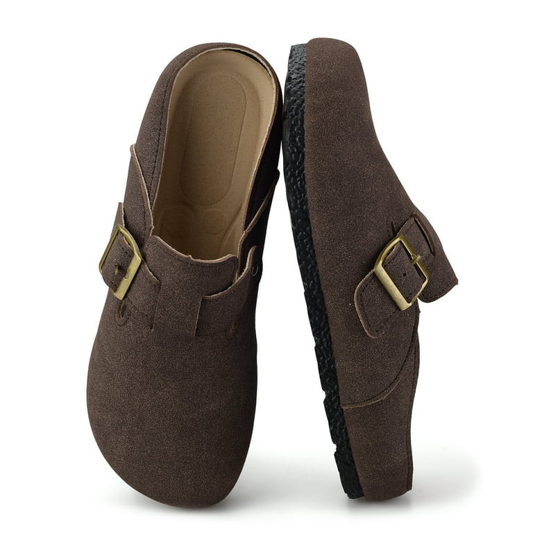 BERANMEY Women's Suede Clogs & Mules Stylish Leather Mules with Arch Support and Cork Footbed Cou... | Walmart (US)
